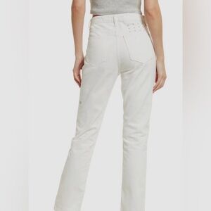 Ksubi - Frayed Split Hem High Rise Straight Leg Jeans